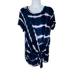 Emelia Women's Size S Tie Dye Soft Rayon Front Knot Blue Top
